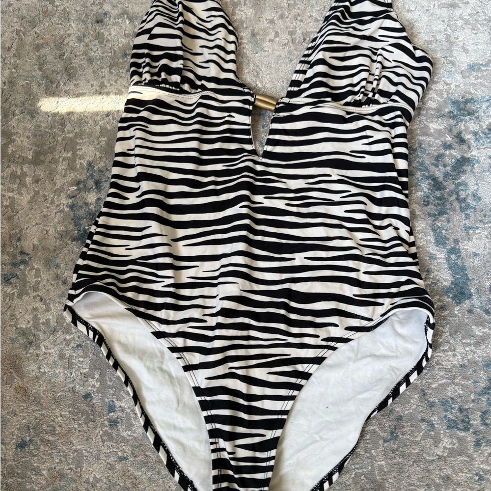 Zebra Print Halter Swimsuit - Picture 11 of 16